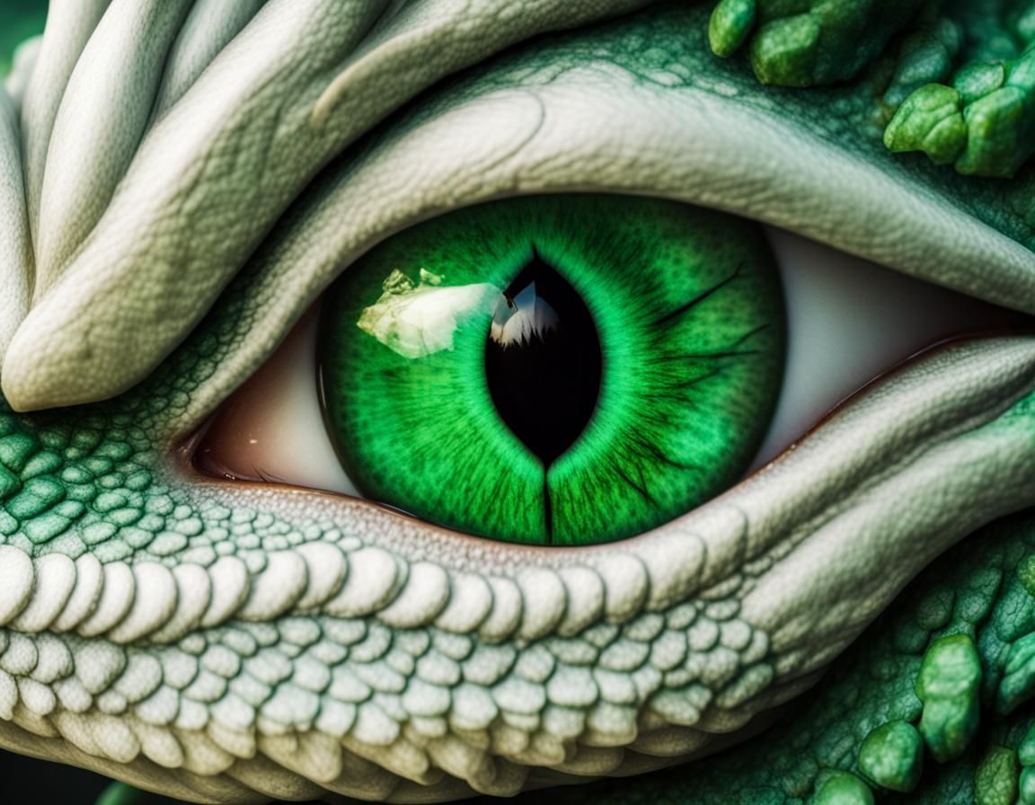 Emerald Dragon Eye Close-Up with Scaled Detail