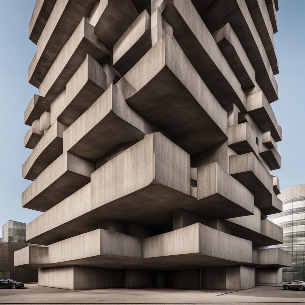 Brutalist Piledriver Building: Architectural Concrete Art