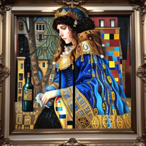 Klimt-Inspired 3D Rendering with High Contrast Details