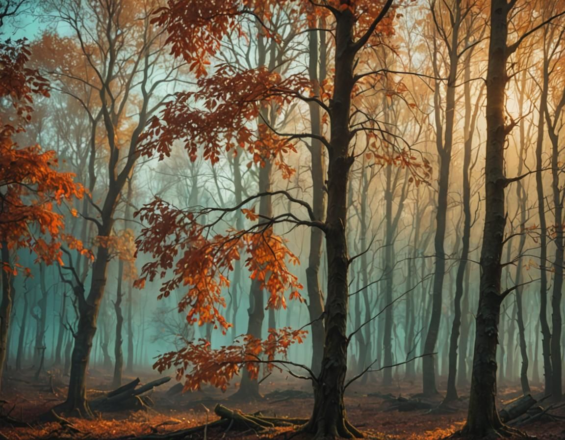 Lush Autumn Fields with Red Maples