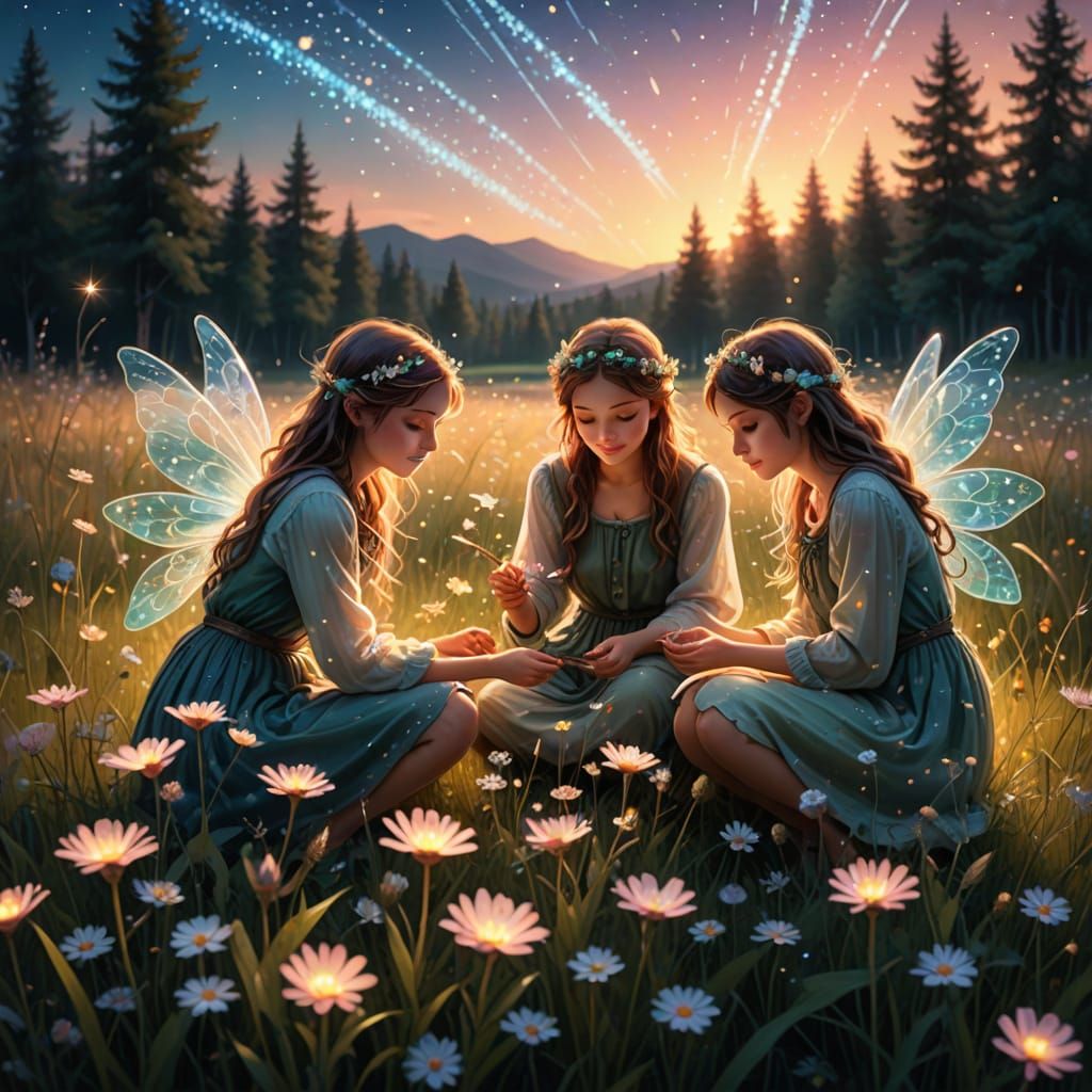 Enchanted Whimsy in a Rainbow Meadow