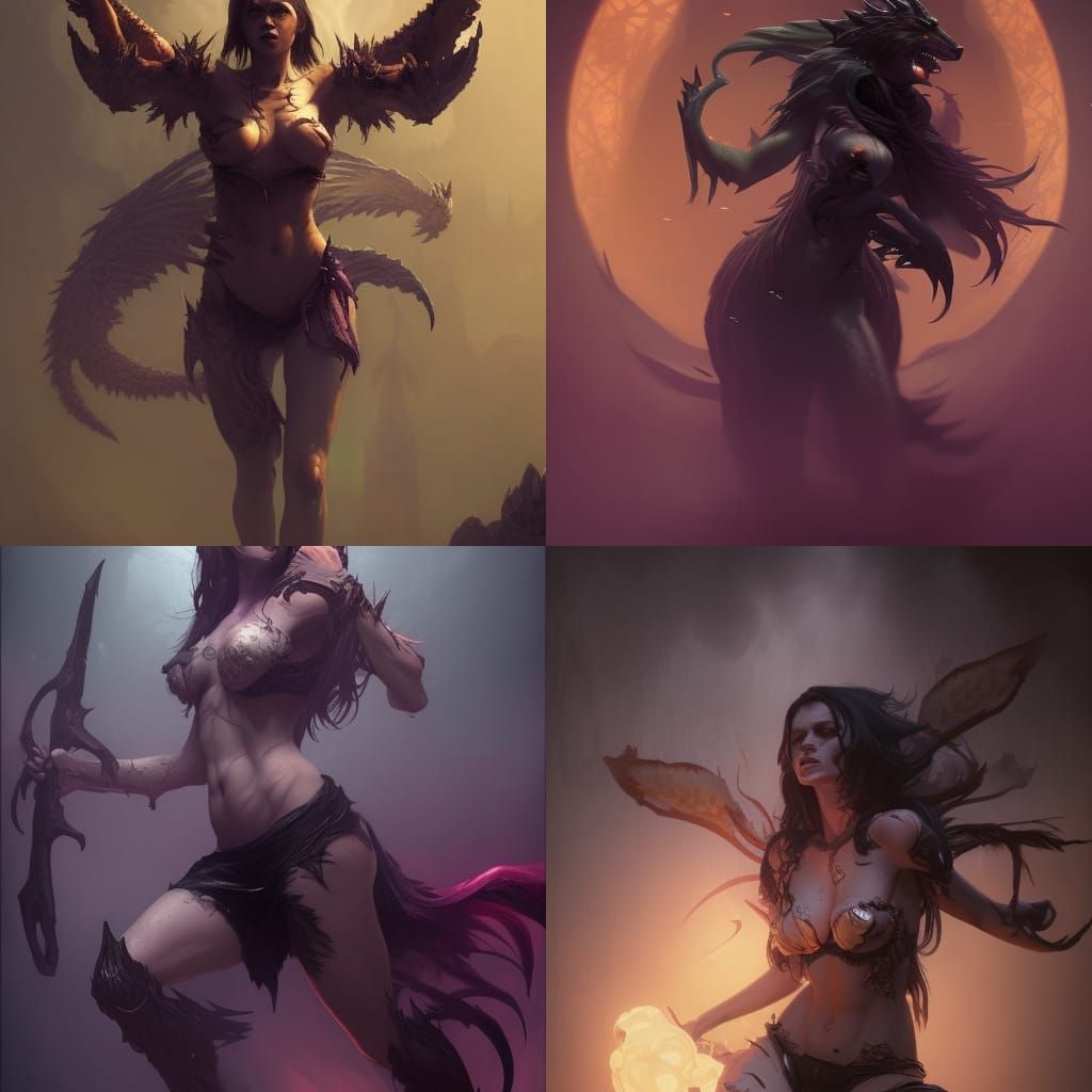 Corrupted Wolf-Woman: Dark Fantasy Art