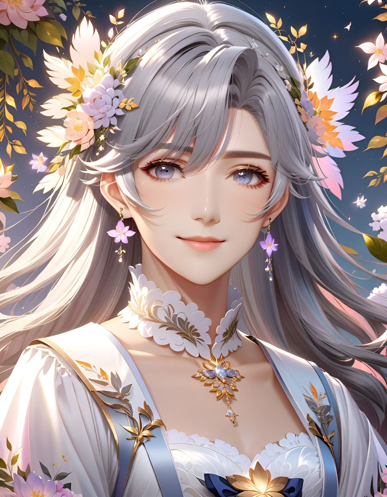 Anime Portrait of Transgender Youth in Rococo Style