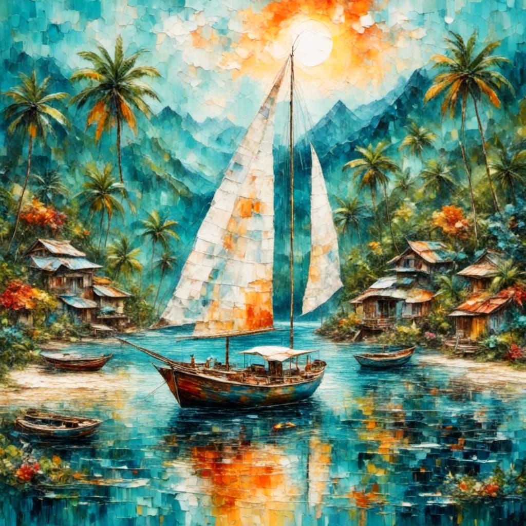 Tropical Paradise: Sailboat on Turquoise Waters