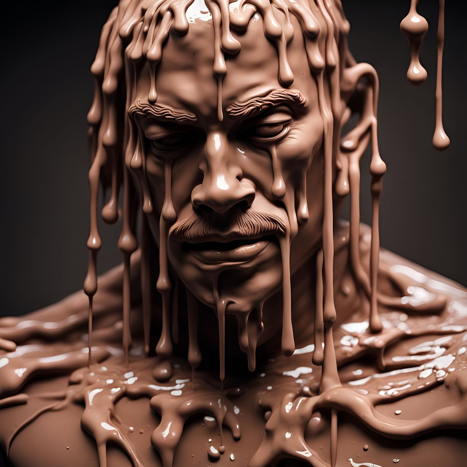 Detailed Clay Man Dripping: Hyperrealistic Digital Art