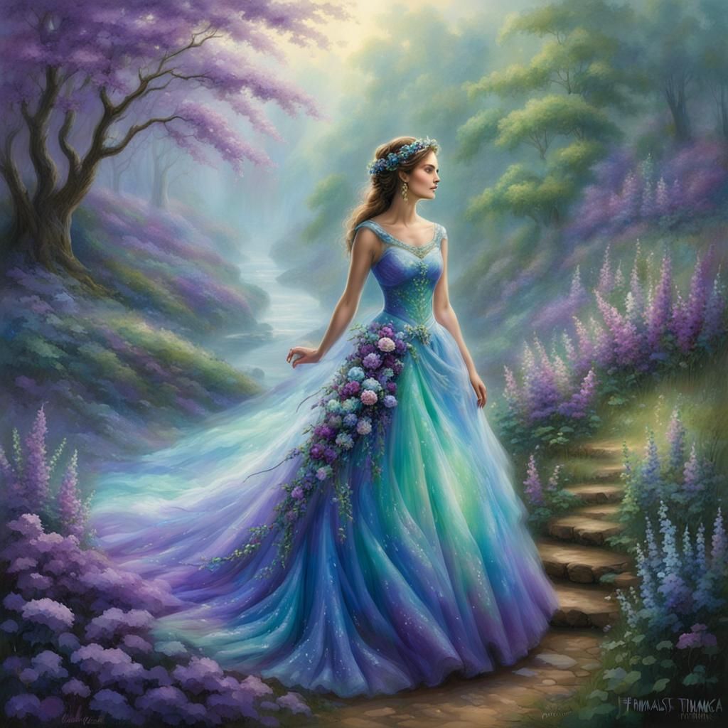 Ethereal Woman in Fantasy Wedding Dress