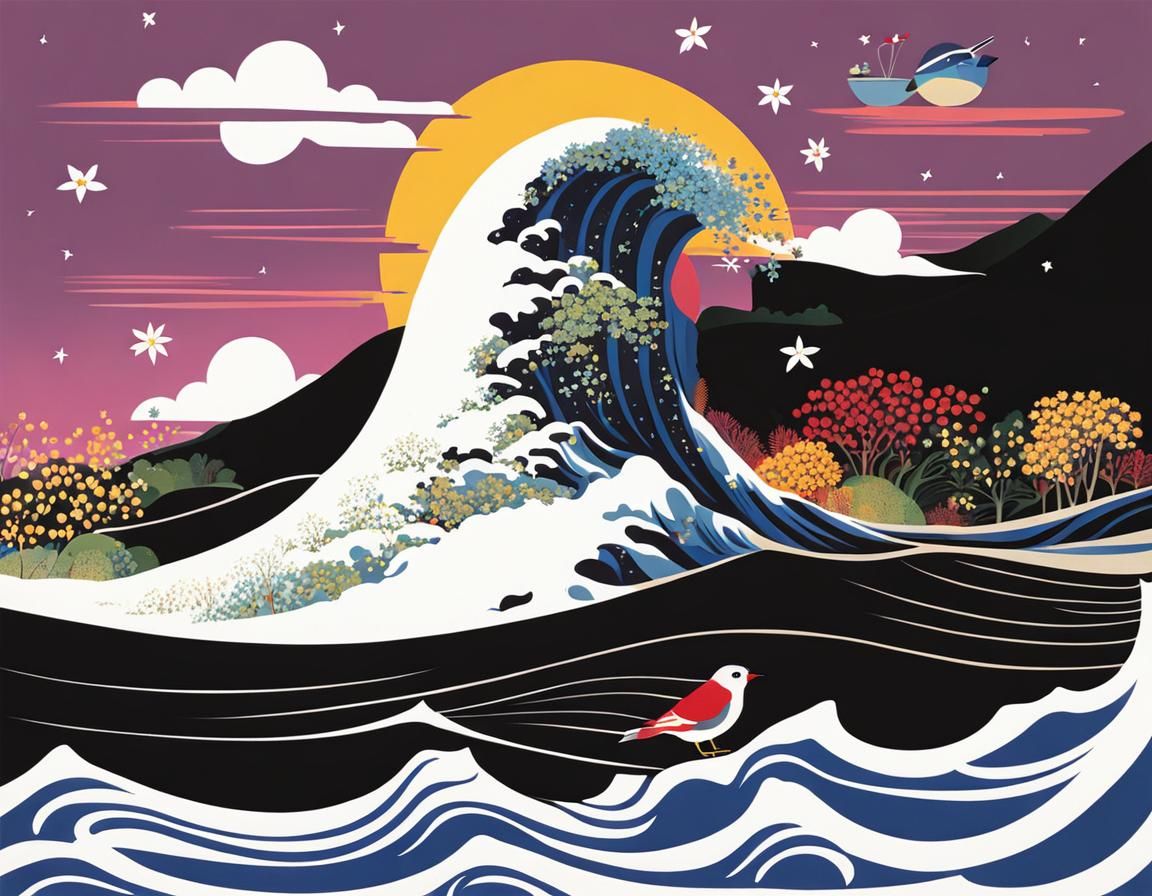 Surreal Figures in a Dreamlike Landscape