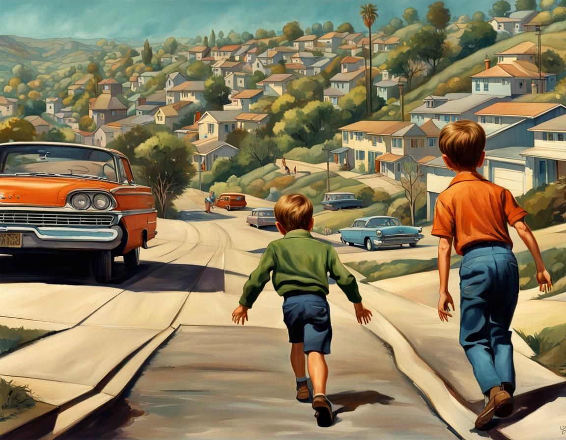 Boy Falls Down Hill in 1961 California Suburb