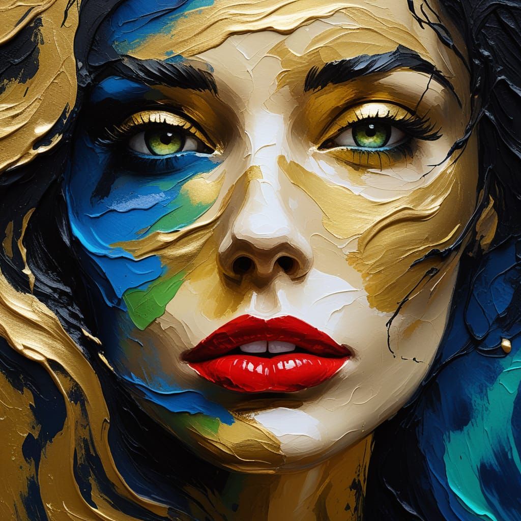 Abstract Female Portrait as Impasto Painting