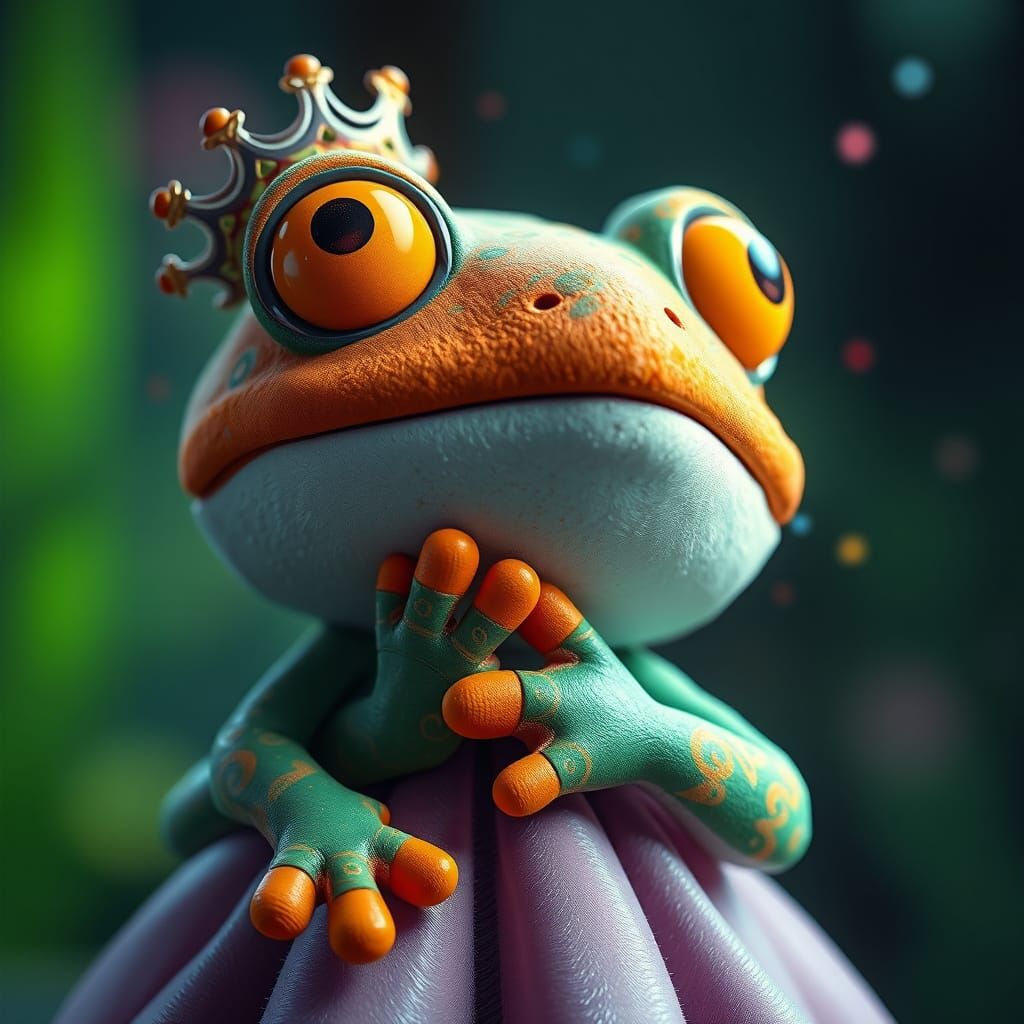 Frog Plushie Receives a Royal Kiss