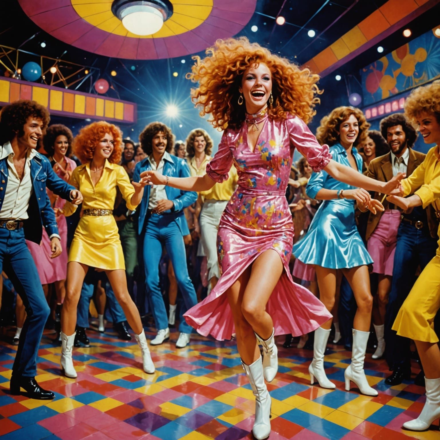 Dancing Queen in Retro Disco Elegance
