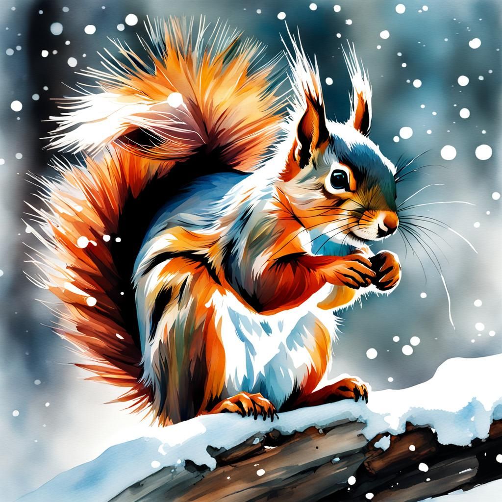 Squirrel In Winter