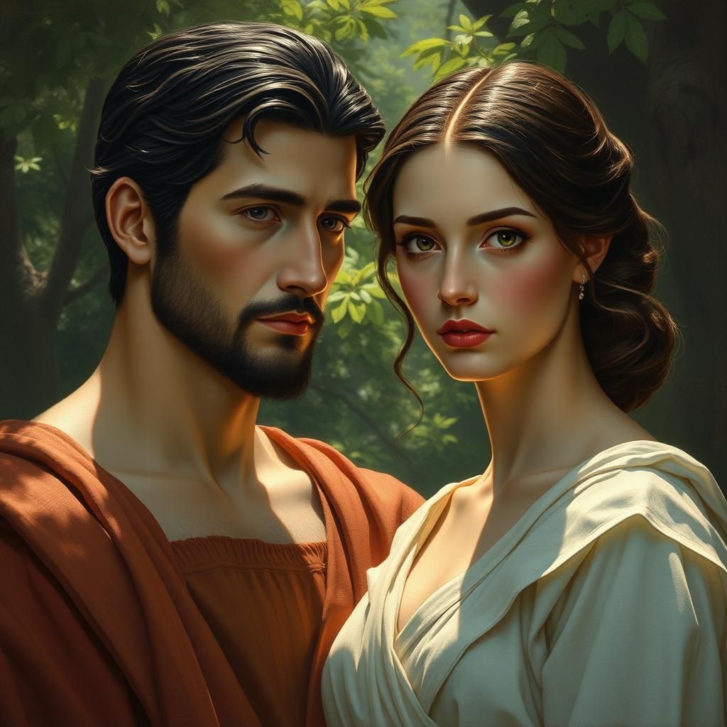 Adam and Eve in Eden, Classical Painting