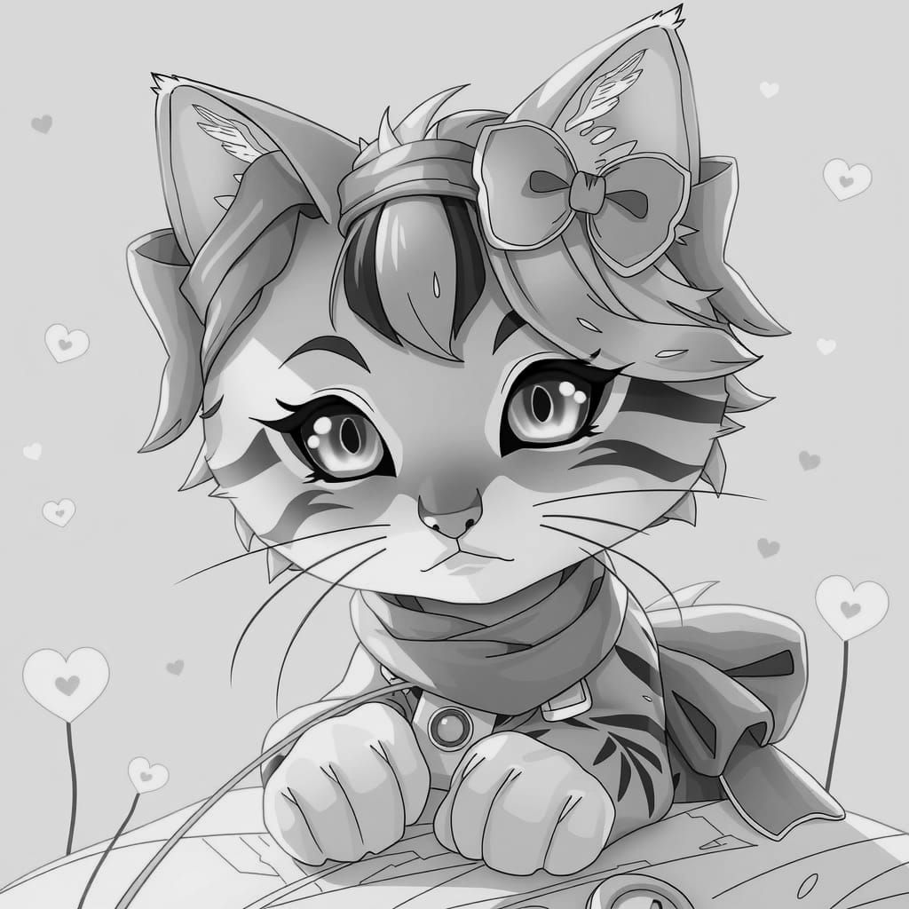 Colorful 3D Anime Kitty: Detailed Digital Art