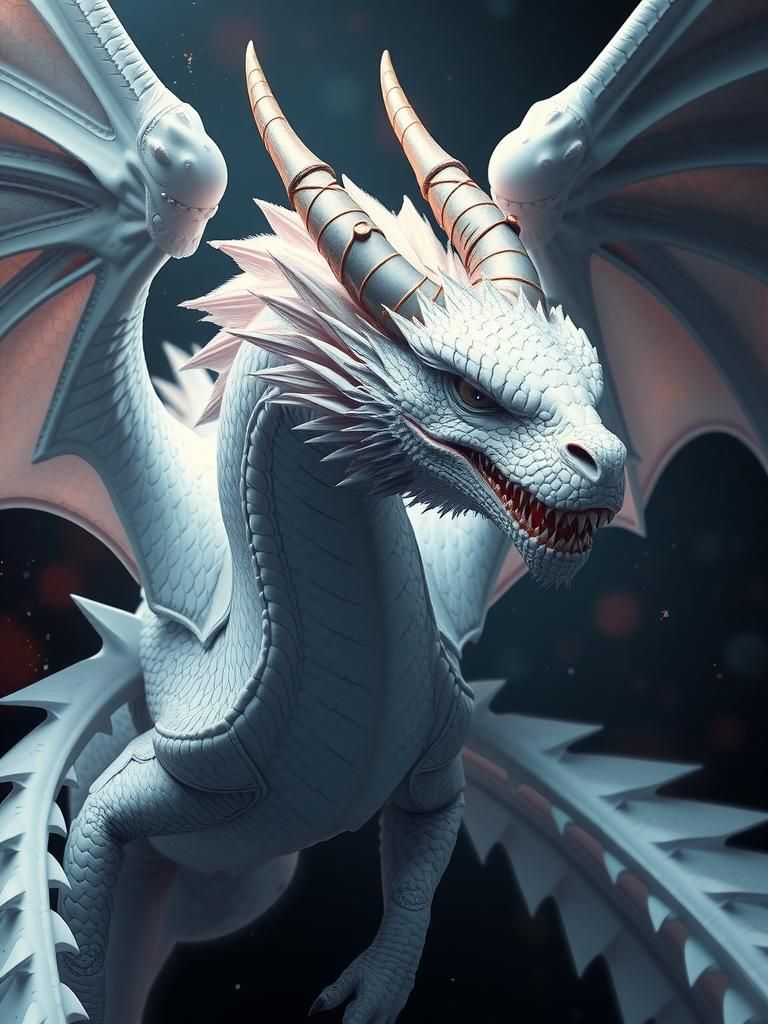 White Dragon with Prosthetic Wings in Splash Art