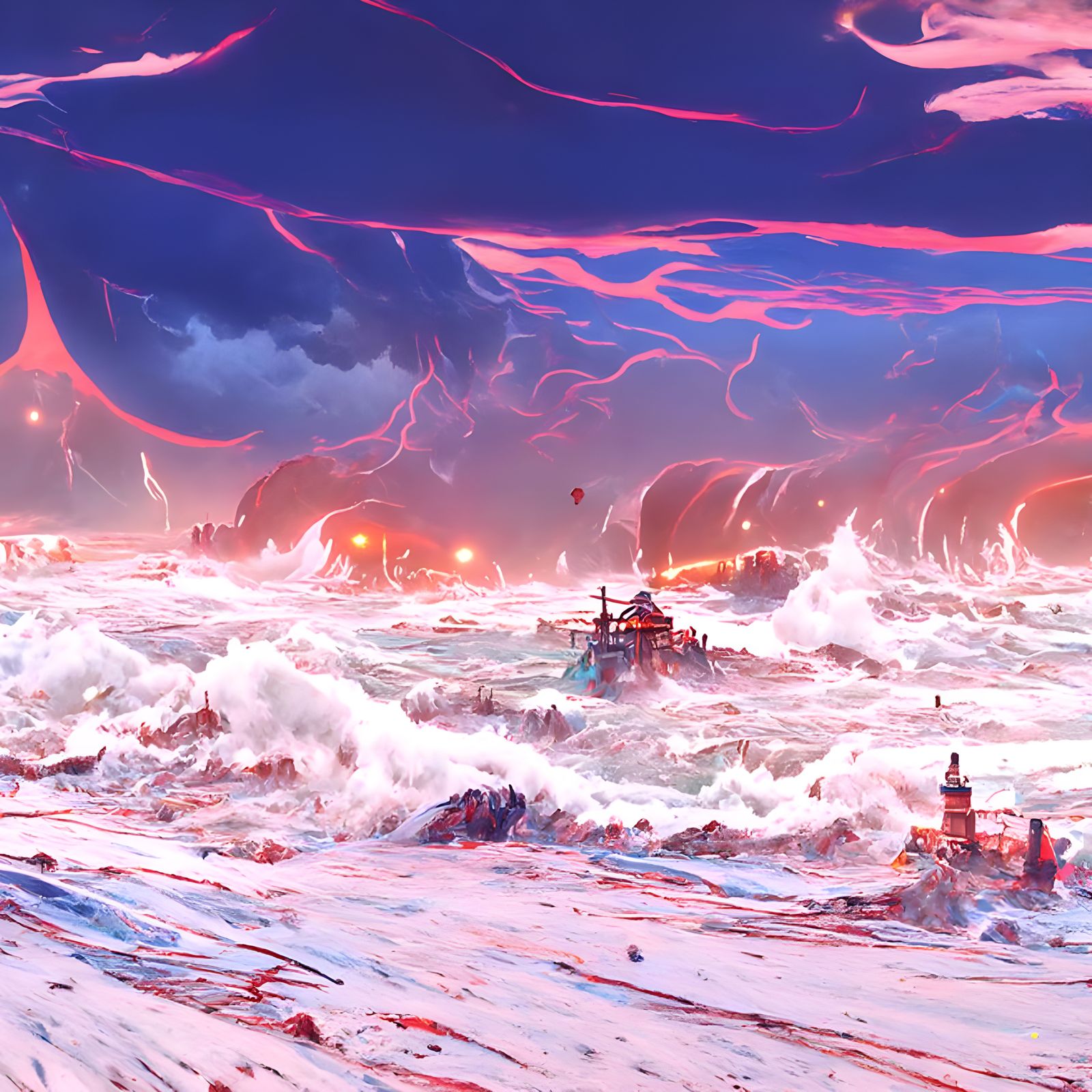 Wrathful Ocean Maelstrom: Hyperrealistic Digital Illustratio...