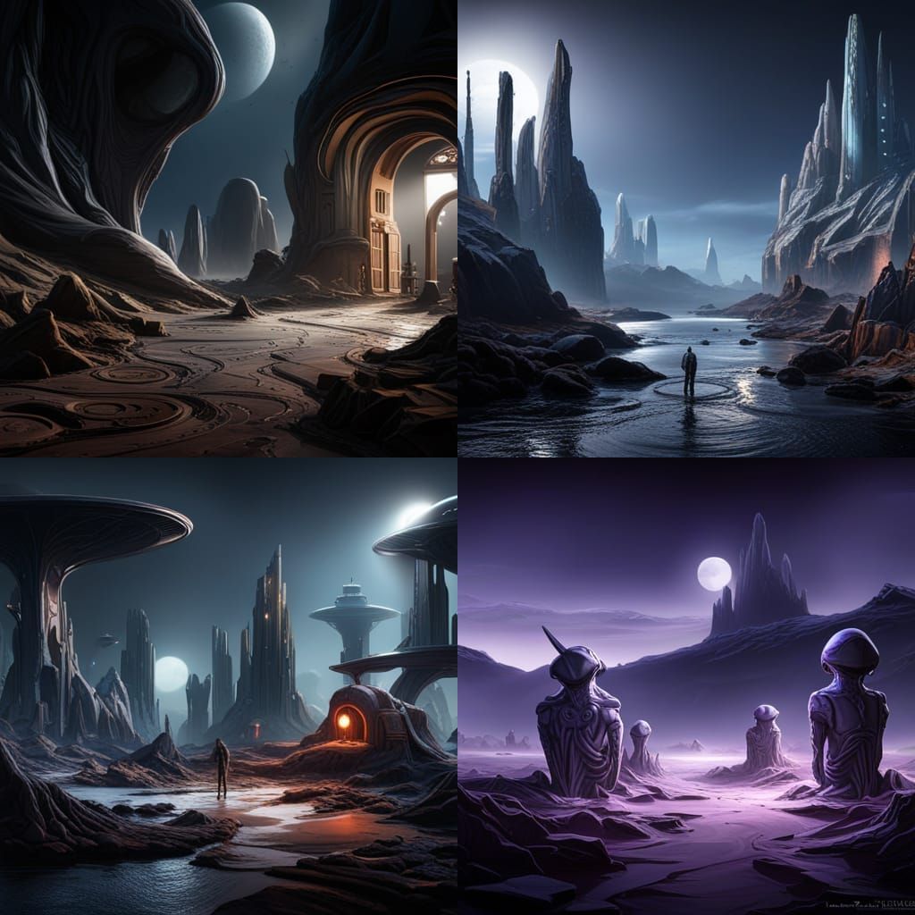 Fantastical Alien Encounter: Detailed Matte Painting