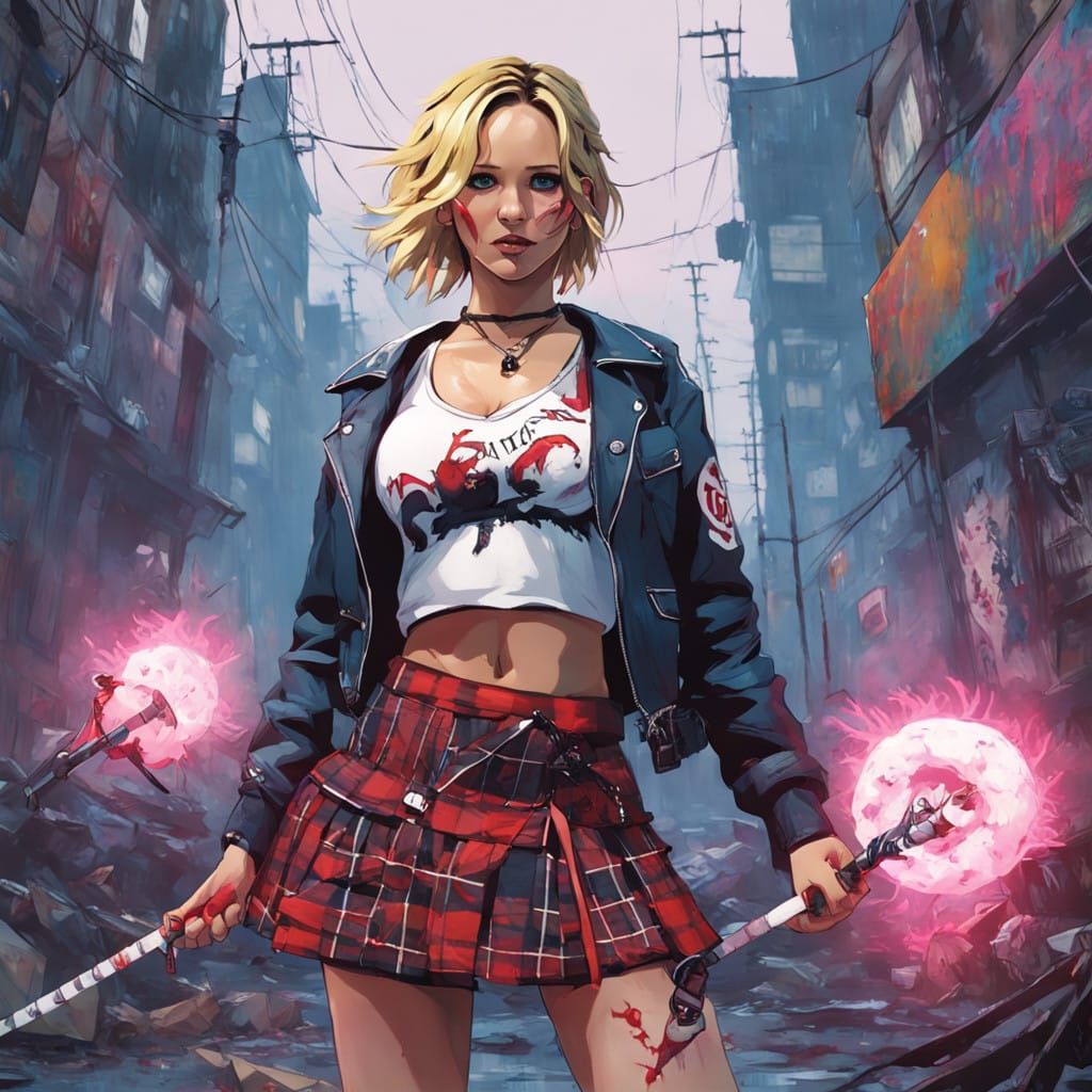 Gothic Cheerleader Portrait in Dark Fantasy Style