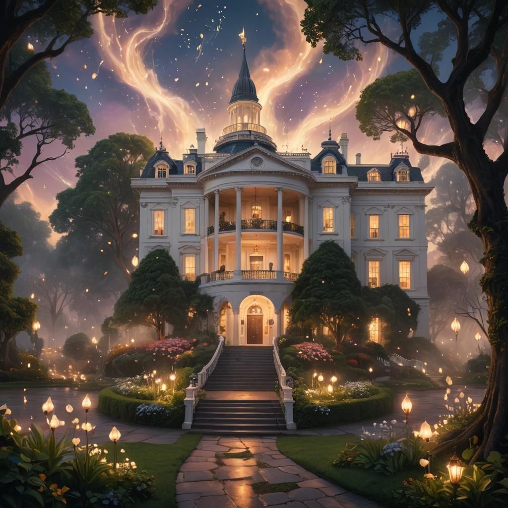 White House Fantasy Concept Art in Art Deco Style