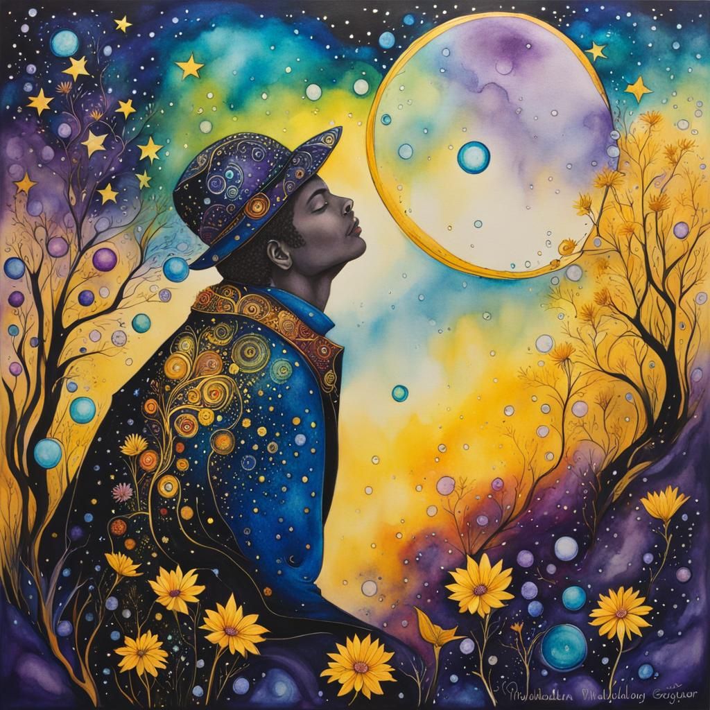 Dreamlike Starry Scene in Fineliner and Alcohol Inks