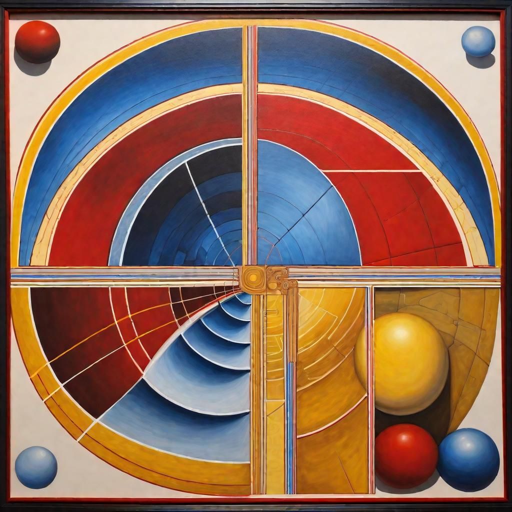 Surreal Painting with Golden Ratio and Primary Colors