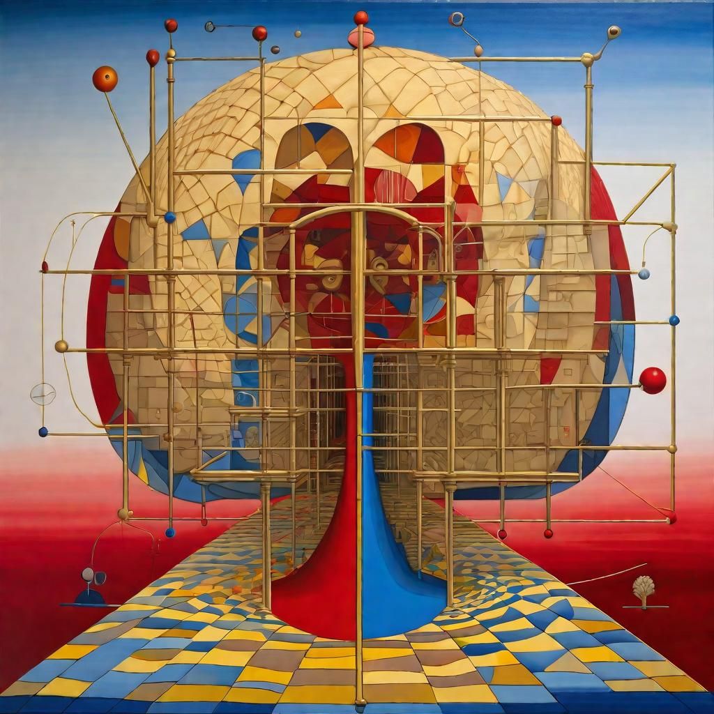 Surreal Painting with Golden Ratio and Primary Colors