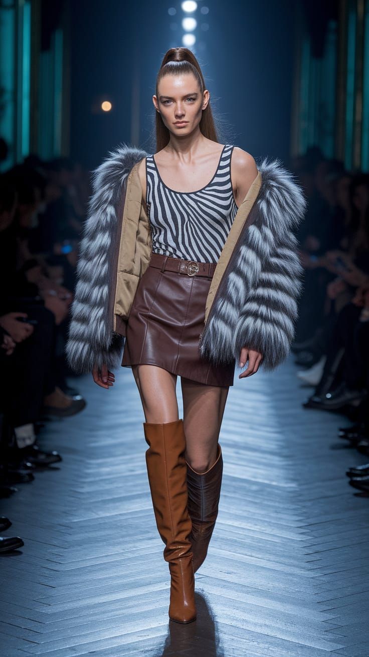 Elegant Victorian Era Model Struts Down Catwalk in Ultra Min...