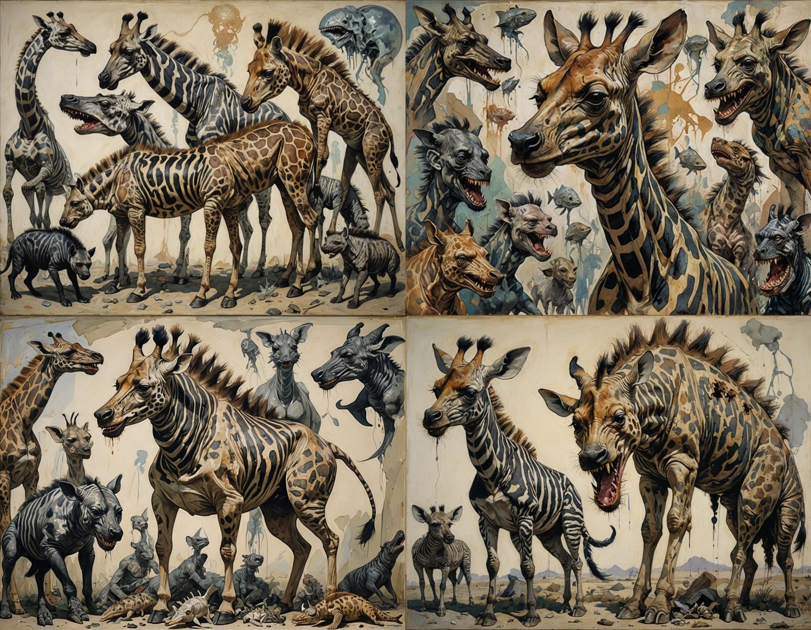 Surreal Hybrid Creature in Vrubel-esque Style