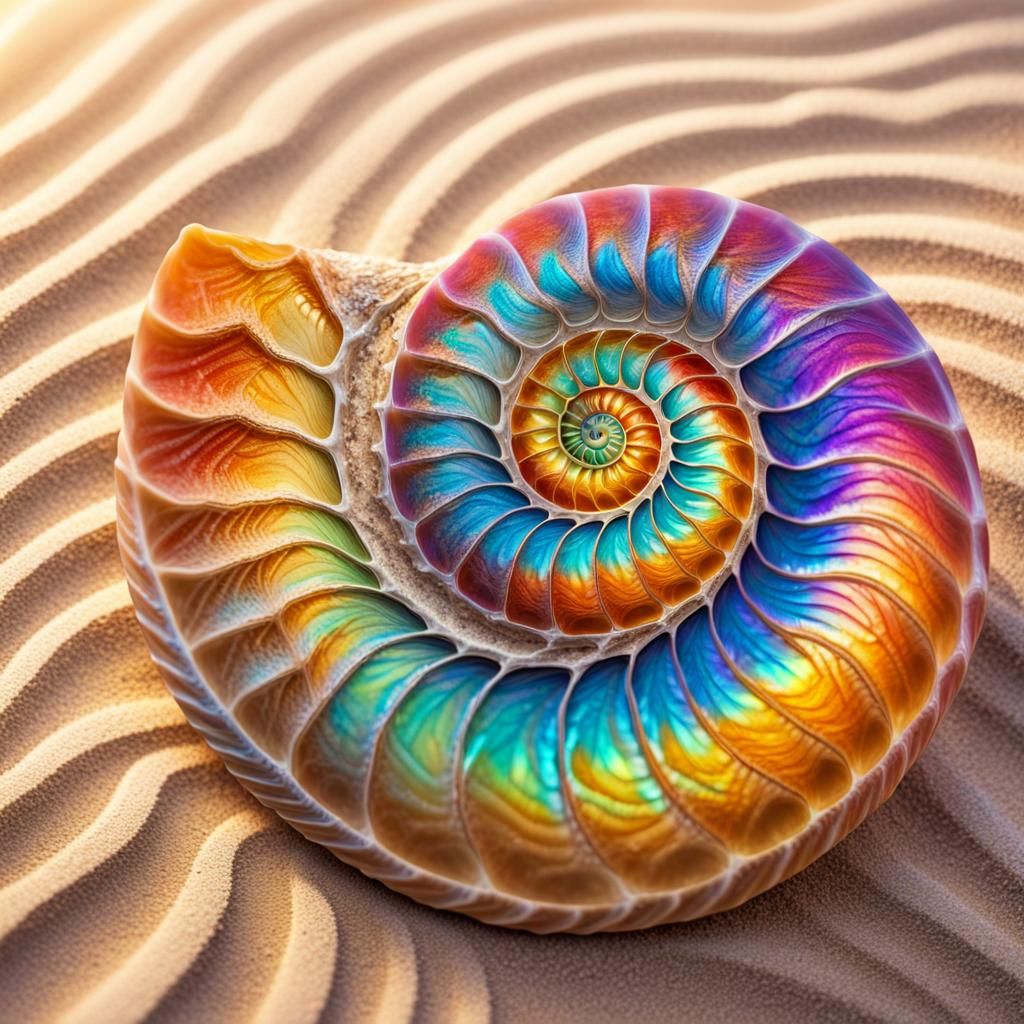 Rainbow Ammonite Shell Macro Photography