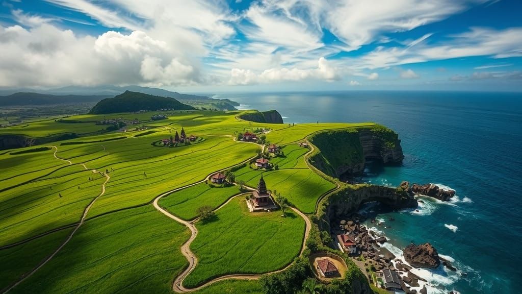 Serenely Harmonious Bali Landscape in Vibrant Colors
