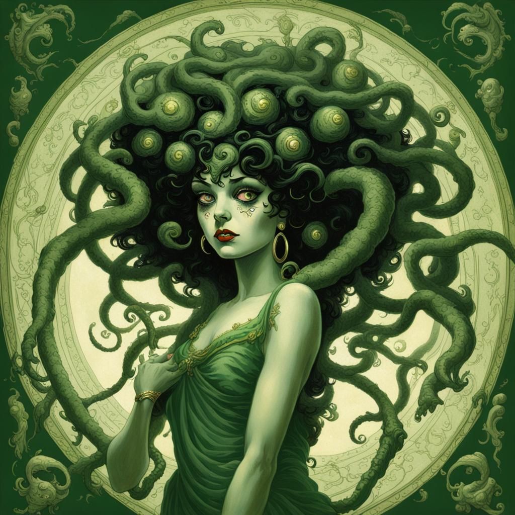 Betty Boop as Medusa in Horror Style