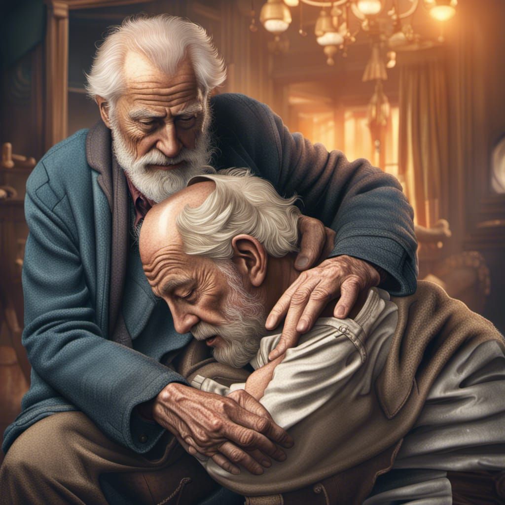 Distressed Old Man in Dramatic Digital Painting