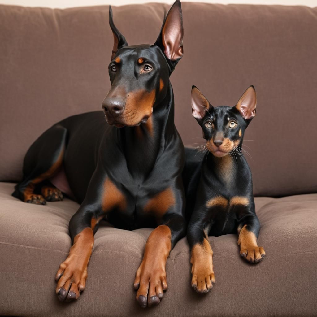 Hairless Cat w/ her really big stepsister 1.1