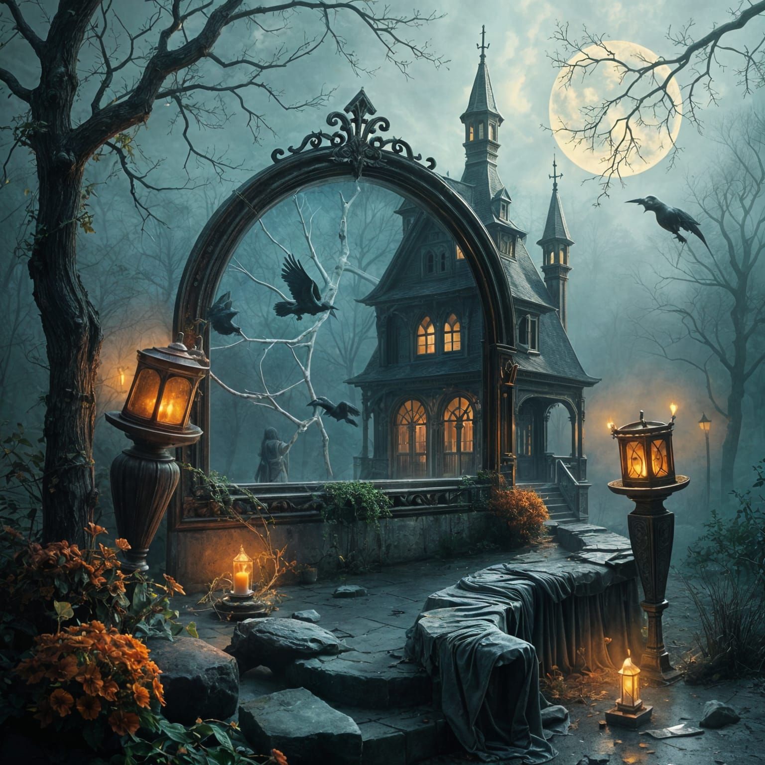 Mystical Broken Mirror Reflects Bad Luck