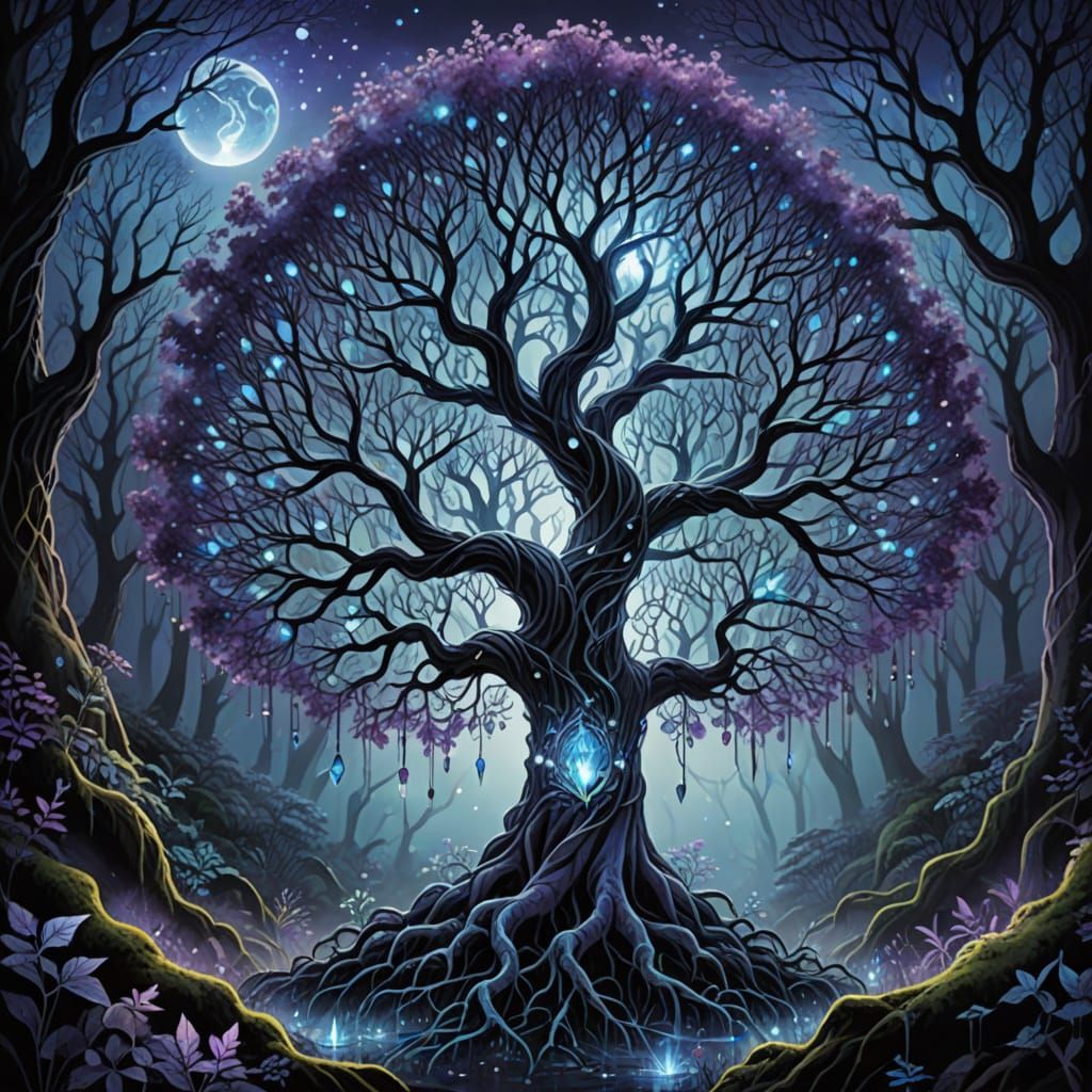 Ethereal Crystal Tree Radiates Magical Energy