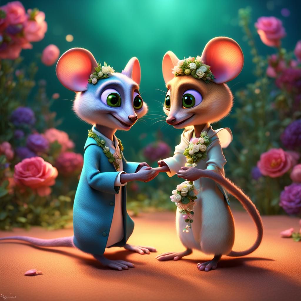 Mort and Morgan's Mouse Lemur Wedding in Pixar Style