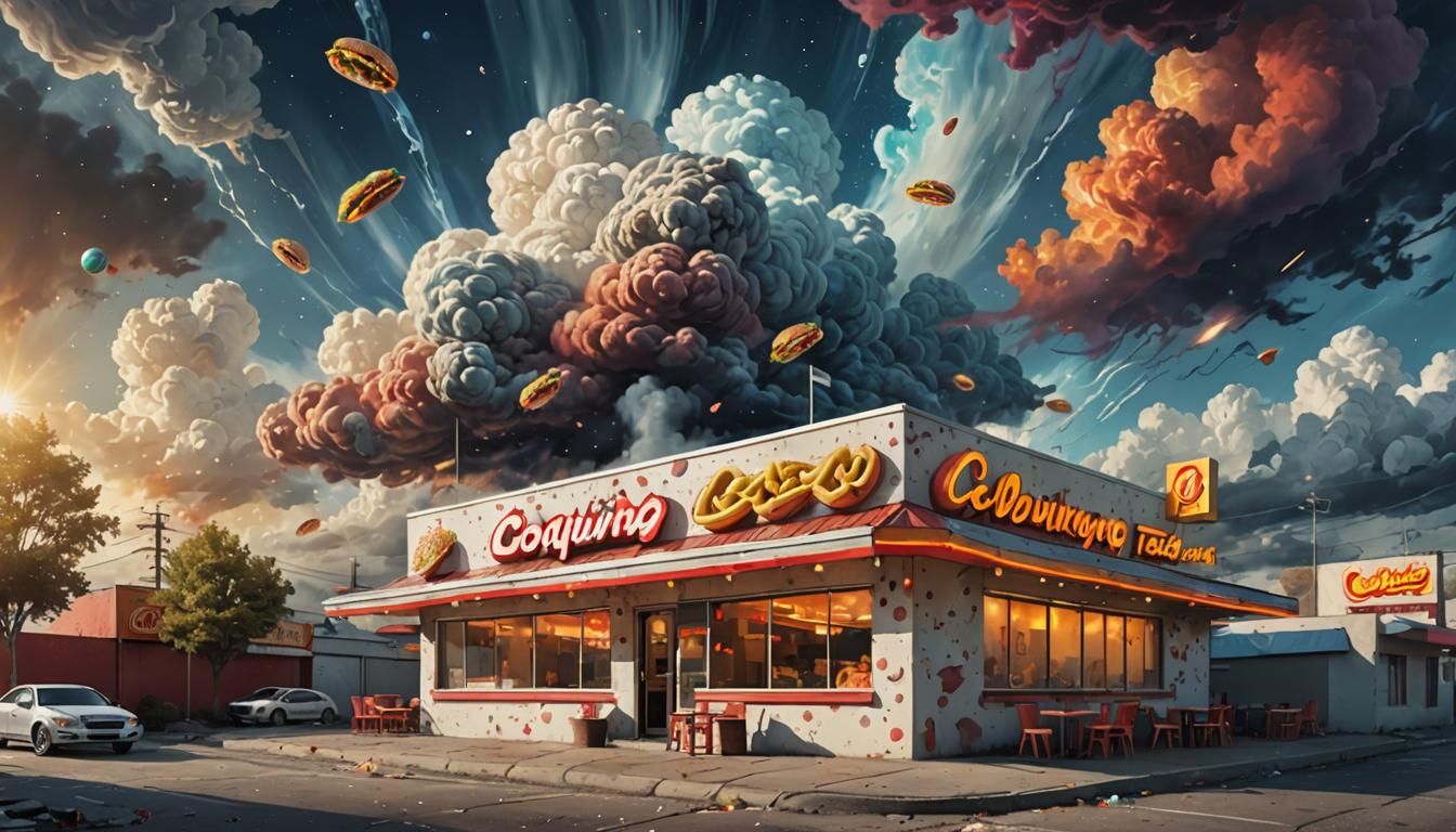 Conjuring Fast Food Restaurant in Space Cloudscape