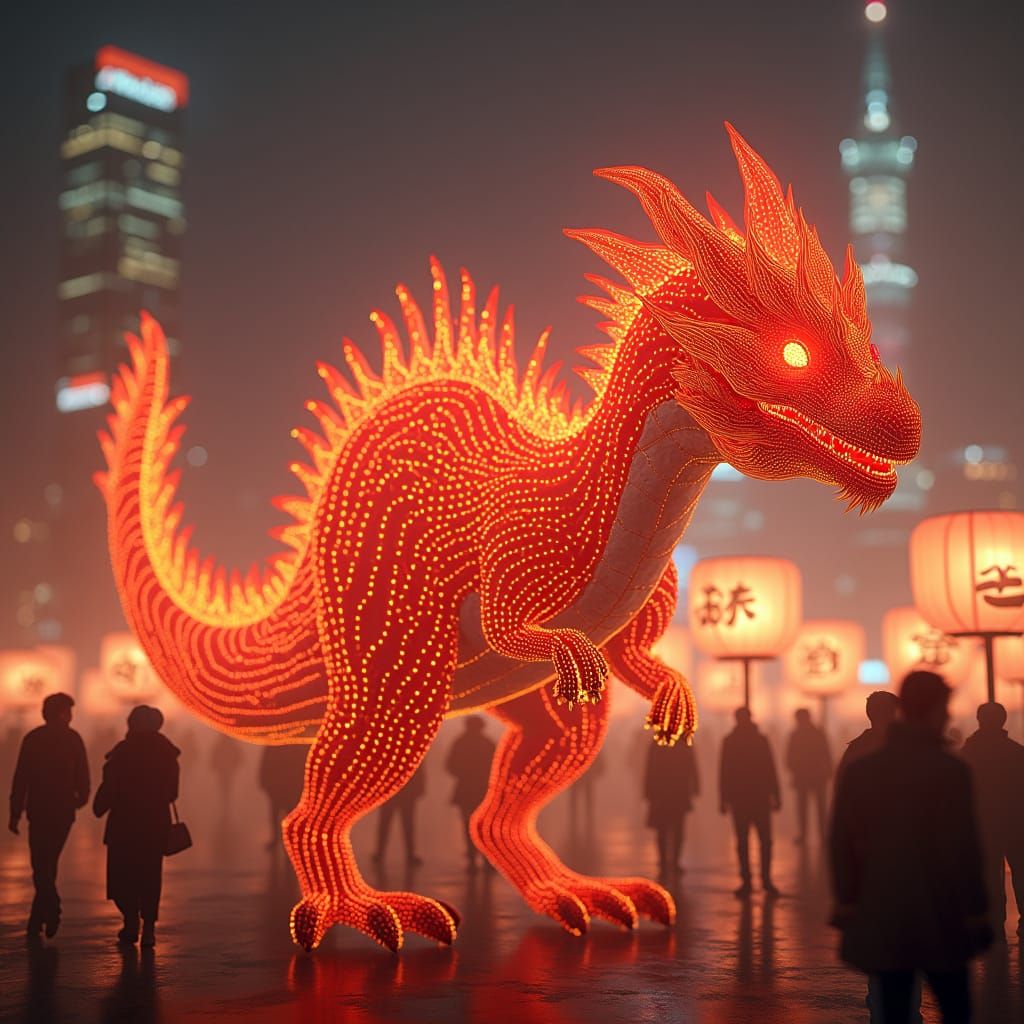 Feathery Dinosaur in Neo Tokyo Lantern Festival