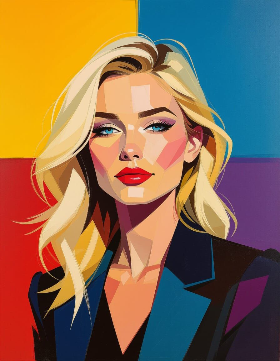 Geometric Abstract Portrait in Rothko and Mitchell Style