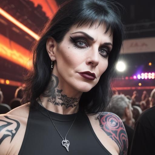 Androgynous Bodybuilder in Crowd, Goth Portrait