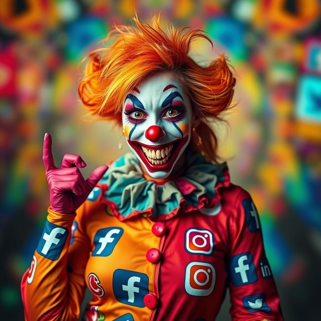 Surreal Clowness Embodies Virtual Chaos