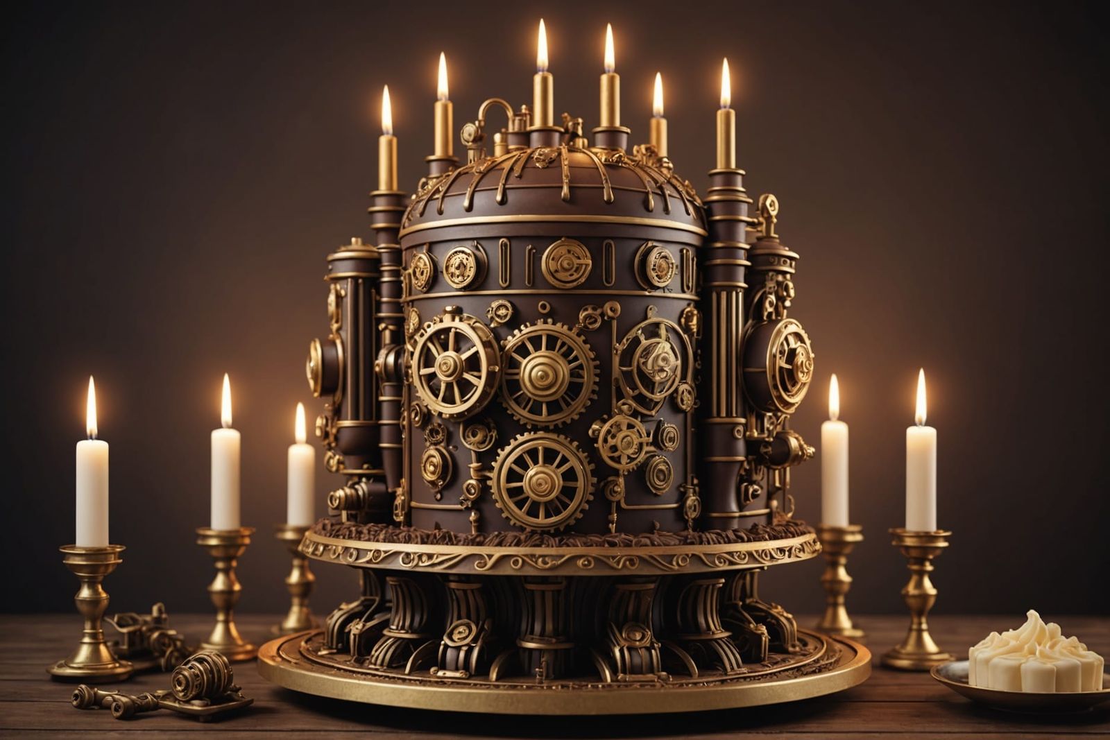 Steampunk Rococo Chocolate Cake in 3D 4K