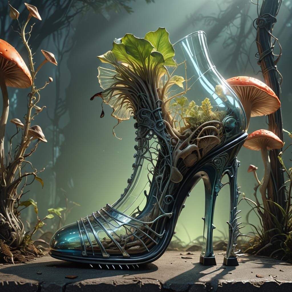 Bioluminescent Glass Slipper in Biomechanical Style