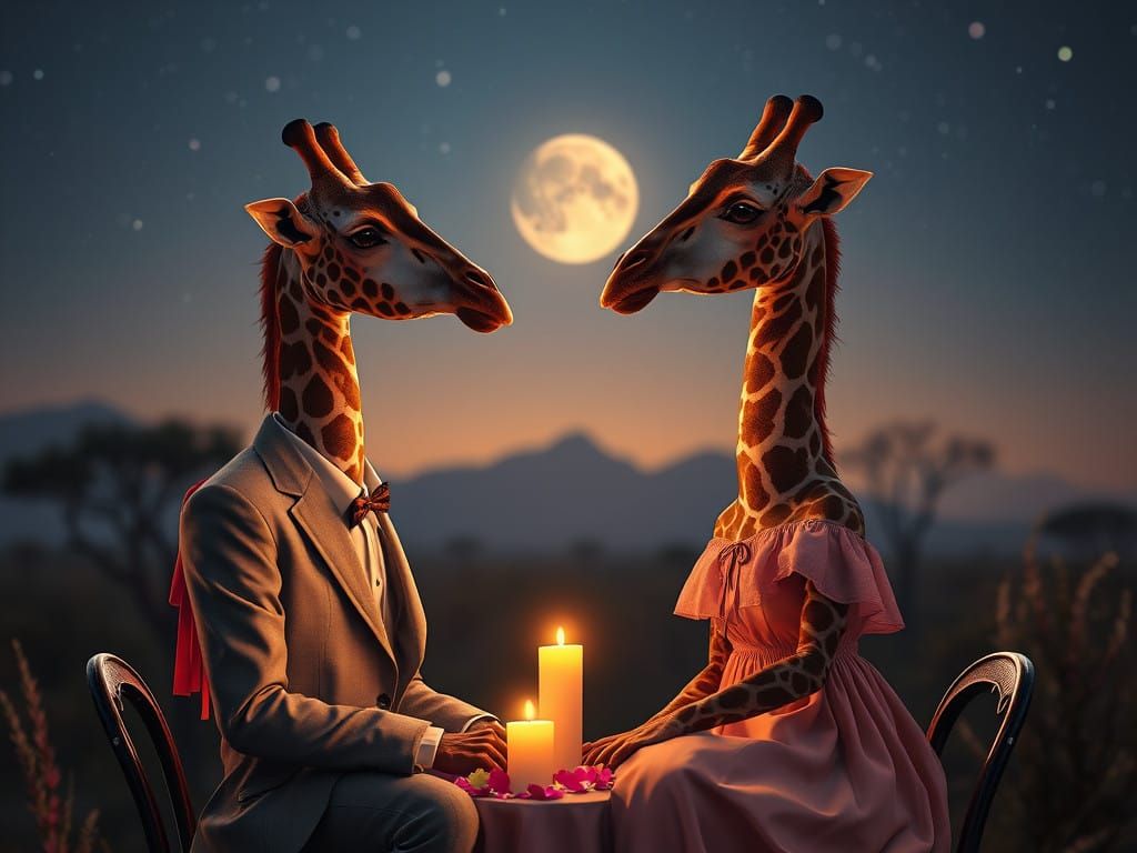 Elegant Evening for Two Giraffe Lovers Under African Stars