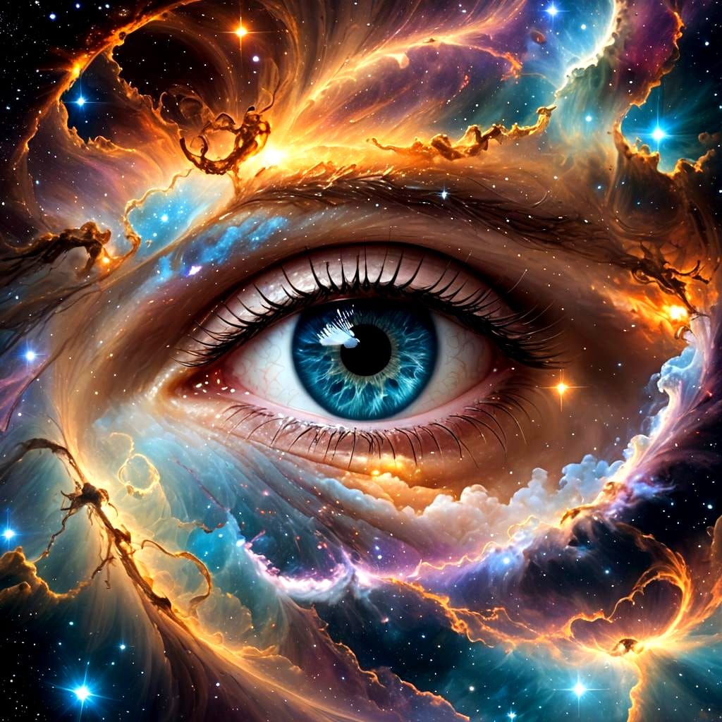 Galactic Eye with Swirling Nebulas and Sunshine