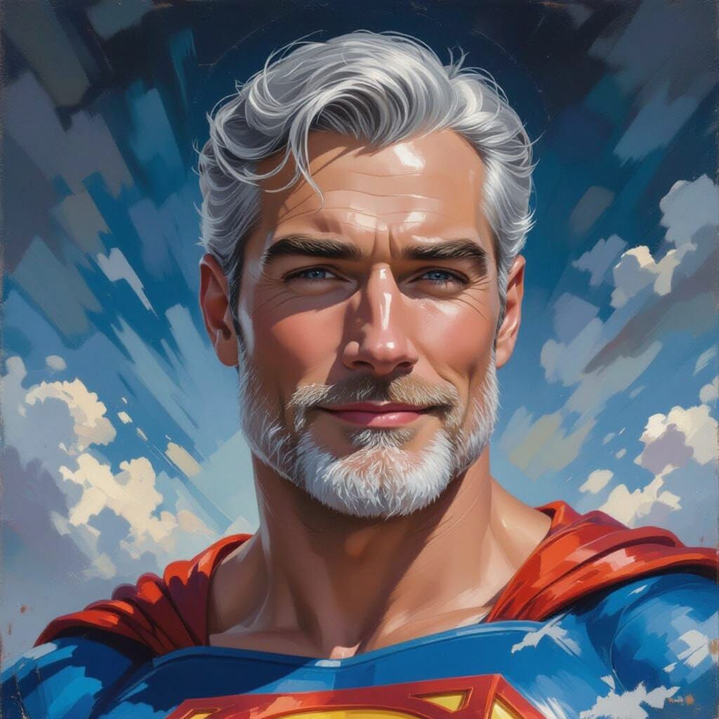 Superman Portrait as Impressionist Oil Painting