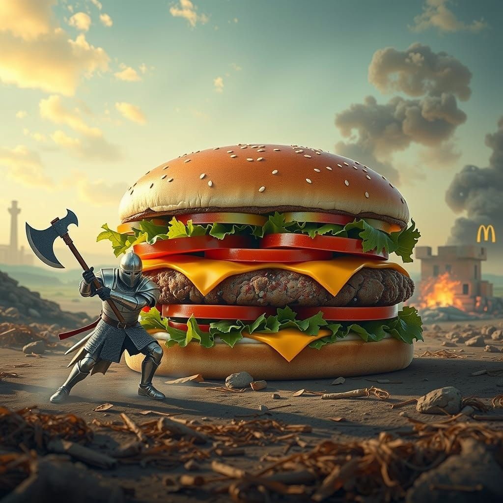 Colossal Big Mac on Medieval Battlefield