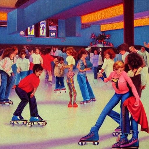 1980s Rollerskate Rink as Oil Painting