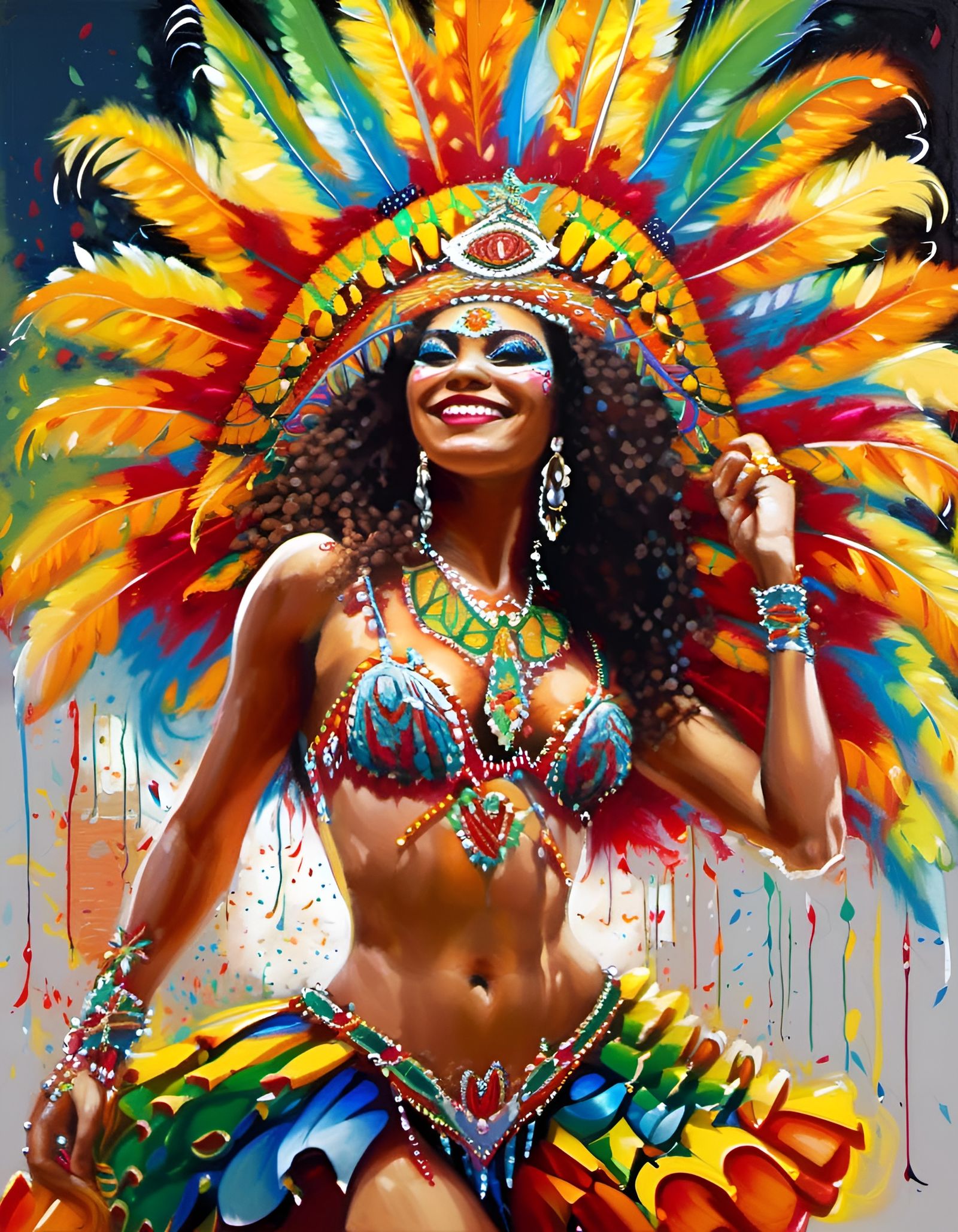 Brazilian Samba Dancer at Rio Carnival: Hypermaximalist Art
