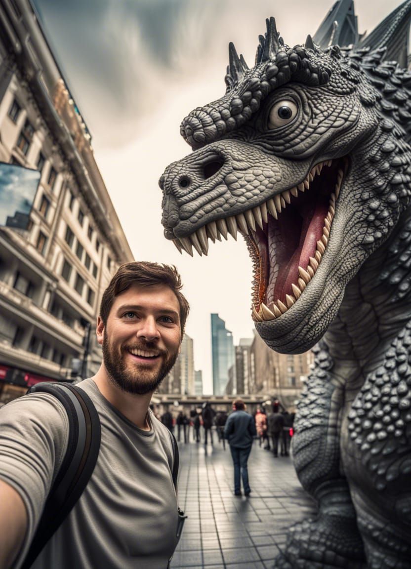 Selfie with Godzilla